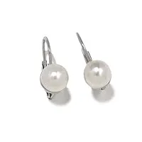 perles boucles d'oreilles femme en or 18 carats blanc avec perle de culture, 3.4 grammes