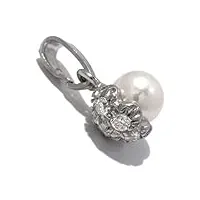 perles pendentif femme en or 18 carats blanc avec perle de culture et zircon blanc, 2 grammes