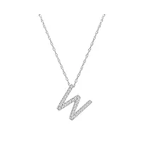 14 k or blanc diamant initiale "w" pendentif, collier de 40,6 cm