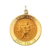 collier avec pendentif médaille religieuse saint luc en or jaune 14 carats 18 mm bijoux cadeaux pour femme, or jaune