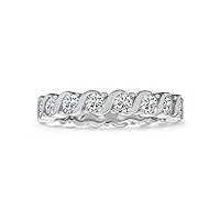 bande de zircon cubique cz bague de mariage eternity ring empilable pour femmes .925 argent sterling