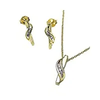 bijoux schmidt-set - 4 pièces - pendentif de tanzanite, collier, boucles d'oreilles, de l'argent - plaqué or de 10 carats jaune