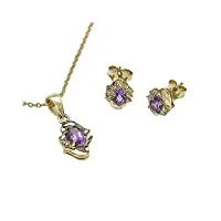 bijoux schmidt-diamond/améthyste set-4-telig pendentifs, chaînes, boucles d'oreilles 1.12 carats