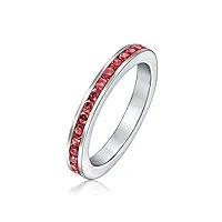 bague eternity ring en cz rouge empilable simulée rubis pour femmes pour ados .925 argent sterling