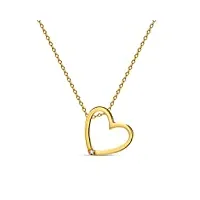 miore collier avec pendentif pour femme coeur en or jaune/o blanc/or rose 375/1000 (9 carats) avec diamant 0.01 cts (or jaune)