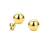 miore bijoux pour femmes clous d'oreilles boules brillantes diamètre 7 mm boucles d'oreilles en or jaune 18 carats / 750 or
