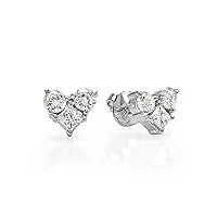 dazzlingrock collection boucles d'oreilles à tige en or blanc 0,35 carat (ctw) 14 carats avec diamant rond et princesse en forme de cœur, or blanc, diamant