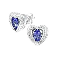 naava - boucles d'oreilles femme - coeur pe01599w/tanz - or blanc 375/1000 (9 ct - diamant / tanzanite 0.005 cts