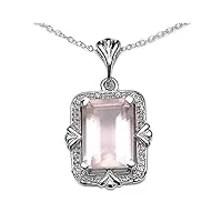 bijoux schmidt-collier avec diamant/rose pendentif quartz 8.36 carats