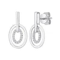 naava - boucles d'oreilles pendantes - femme - or blanc 375/1000 (9 cts) 1.4 gr - diamant