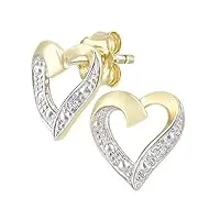 naava - boucles d'oreilles - pe04605y - femme - coeur - or jaune 375/1000 (9 cts) 0.85 gr - diamant