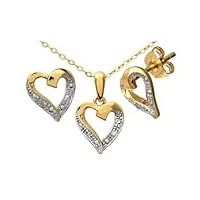 naava - parure collier et boucles d'oreilles - set4605/5058y - femme - or jaune 375/1000 (9 cts) 1.85 gr - diamant 0.005 cts