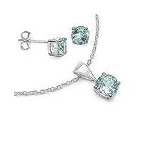 bijoux schmidt-bijoux / set4 pièce boucles d'oreilles topaze bleue, collier, pendentifs 1.20 carats