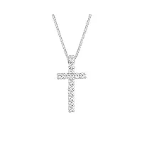 elli collier femme croix symbole avec cristal - (925/1000) argent
