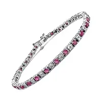 bijoux schmidt-véritable diamant ruby bracelet-argent rhodié-52-pierres précieuses, 3,77 carats