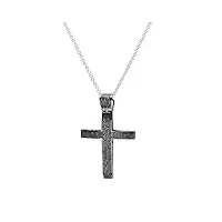collier avec pendentif en forme de croix en argent sterling 2,15 carats et diamants noirs pour homme style hip-hop chaîne incluse