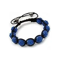 bracelet unisexe shamballa perles cristal swarovski bleu roi 10 mm - réglable