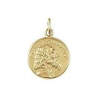collier avec pendentif rond st jude thaddée en or jaune 14 carats pour femme, métal