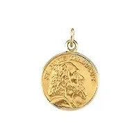 collier avec pendentif rond st jude thaddeus en or jaune 14 carats, métal, pas de gemme