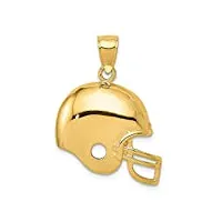 collier avec pendentif en or jaune 14 carats poli et dos ouvert en forme de casque de football mesurant 26 x 21 mm de large, bijoux cadeaux pour femmes, métal