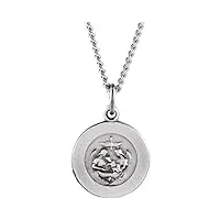collier avec pendentif rond en argent sterling 925 - médaille de baptême - cadeau pour femme, métal