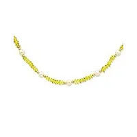 collier en or jaune 14 carats avec perles de culture d'eau douce et péridot avec fermoir en perles - 46 cm, or jaune, péridot