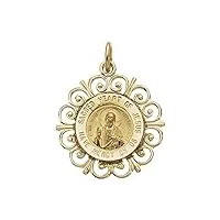 collier avec pendentif rond en or jaune 14 carats en forme de cœur de foi religieuse jésus mdl 18,5 bijoux cadeaux pour femme, métal