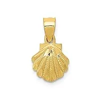 collier avec pendentif en or jaune massif poli texturé 14 carats, métal, diamant