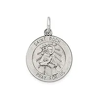 collier avec pendentif médaille saint roch en argent sterling 925 massif gravable mesurant 26 x 21 mm de large, bijoux cadeaux pour femme, métal