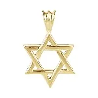 collier avec pendentif religieux judaica en or jaune 14 carats - 17 x 15,25 mm - bijoux cadeaux pour femme, métal