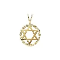 collier avec pendentif religieux judaica étoile de david en or jaune 14 carats 20 x 13 mm, métal