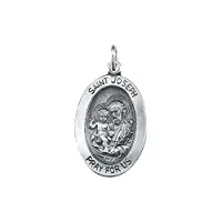 collier avec pendentif ovale saint joseph en argent sterling 925 64 x 45 cm, métal