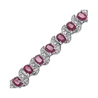 bijoux schmidt-diamants blanc/rubis bracelet argent rhodié plaqué 35 à 8,00 carats gemmes