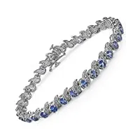 bijoux schmidt-white diamond/tanzanite bracelet-argent rhodié-35-5-pierres précieuses, 53 carats