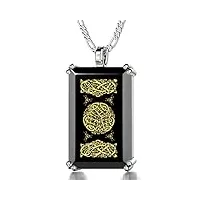 collier nœud celtique en argent pour homme – pendentif infini gravé en or 24 carats sur onyx noir – cadeaux pour lui