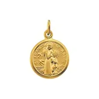 collier avec pendentif médaille religieuse saint françois d'assise en or jaune 14 carats 10,15 x 12 mm bijoux cadeaux pour femme, métal, sans pierre