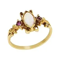 letsbuygold bague marquise opale & rubis or jaune 9 carats - style victorien -taille 62