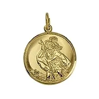sayers london pendentif médaille de saint-christophe en or jaune 9 carats