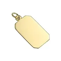 sayers london pendentif plaque rectangulaire en or jaune 9 carats - a graver