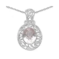 bijoux schmidt-collier/chaîne avec grand pendentif quartz rose / 4,15 carats médaillon