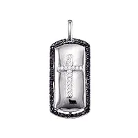 0,54 carats (ct) argent sterling noir et blanc diamant femmes micro pave charm pendentif