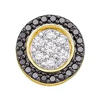 750/1000 carats (ct) or jaune 14 k rond noir et blanc diamant pour femme pendentif fleur