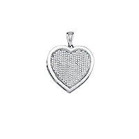 0,75 carats (ct) 10 k or blanc diamant blanc ladies micro pave pendentif en forme de cœur