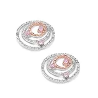 petits merveilles d'amour - boucles d'oreilles clous femme - argent fin 925/1000 - rose, oxyde de zirconium