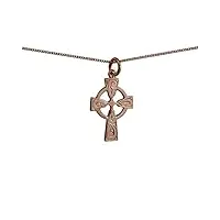 pendentif 23x16mm or rose 9ct - 375/1000 croix celtique gravée à la main fourni avec une chaine de 60cm de longueur