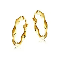 miore bijoux pour femmes boucles d'oreilles créoles en or jaune 9 carats / 375 or