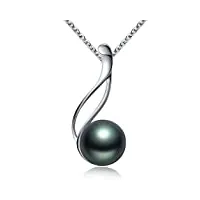 perle de tahiti collier avec pendentif femme de perle noire de classe aaa et argent fin 925 vente seule les plus beaux bijoux fantaisies de cadeau noel femme par viki lynn