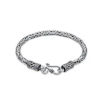bling jewelry bali byzantine chain link bracelet eye and hook antiqued 925 argent sterling for women men teen hand crafted in thailand 7.5 inch