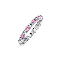 bague eternity ring pour femmes pour adolescentes simulée en argent sterling avec zircon cubique, rose et blanc alternés.