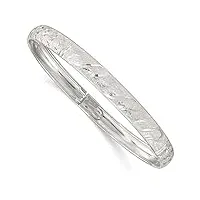 bracelet jonc en argent sterling 925 texturé poli ouvert avec fermoir florentine 6,5 mm, 7.25 inches, métal, diamant
